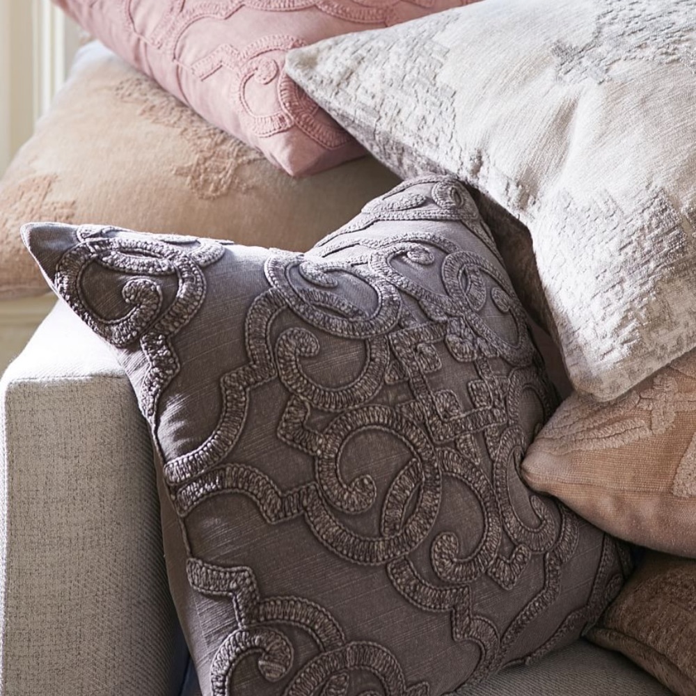 Set of Pottery Barn Drew Embroidered throw pillow cases, 18" × 18"